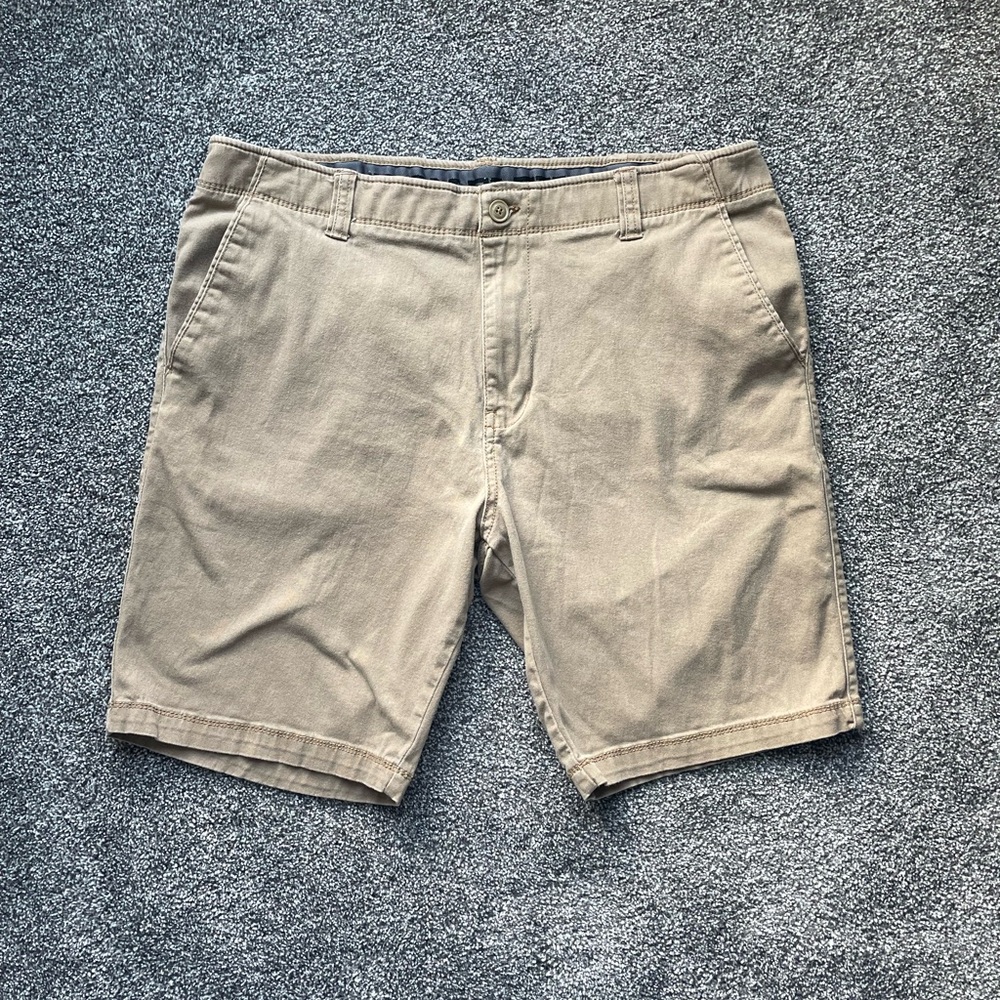 Tan Flat Front Casual Shorts